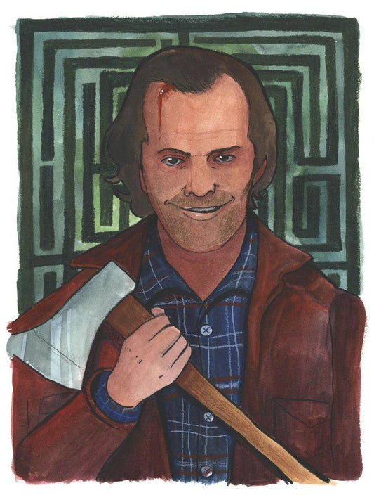 Jack Nicolson as Danny holding an axe with a menacing smile museum print