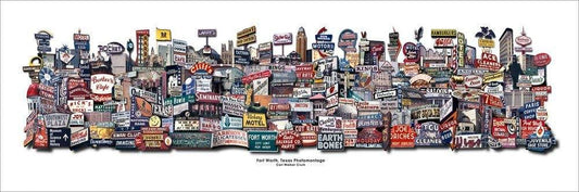 Fort Worth Classic art print by Betsy Crum featuring vintage Texas signs on cotton rag paper