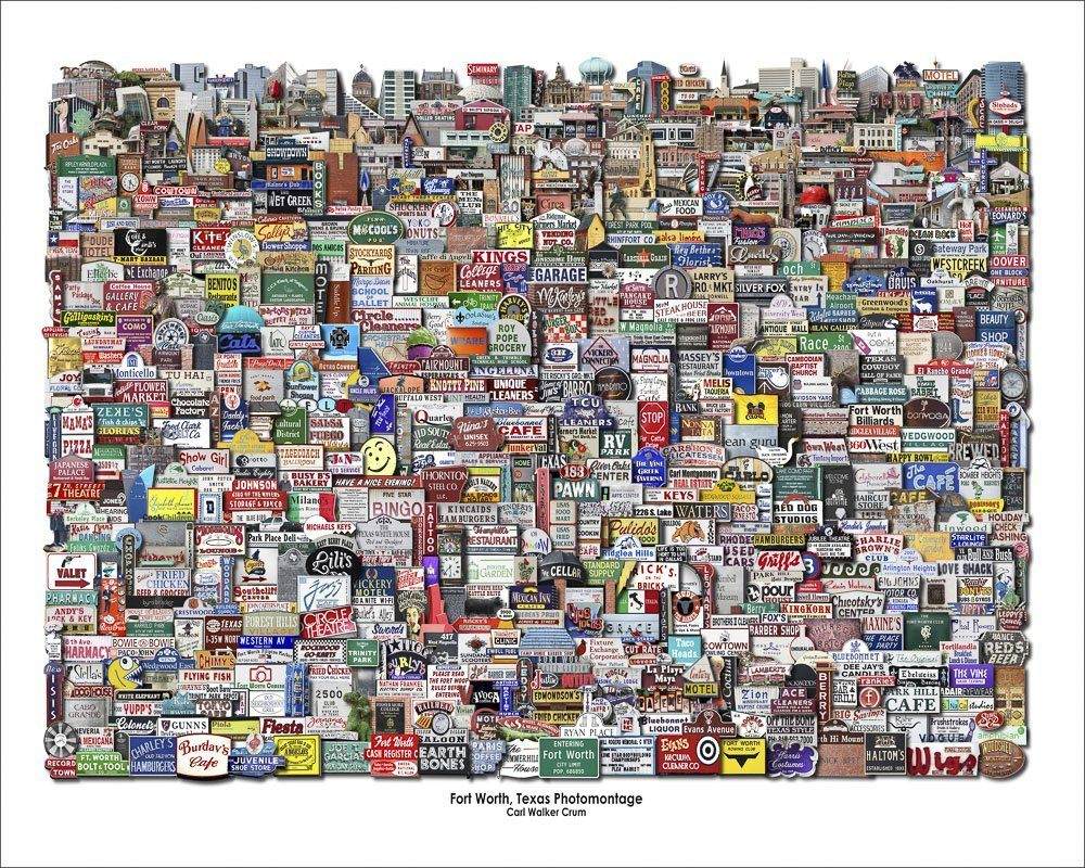 Fort Worth Modern Art Print colorful Texas photomontage by Betsy Crum on cotton rag paper