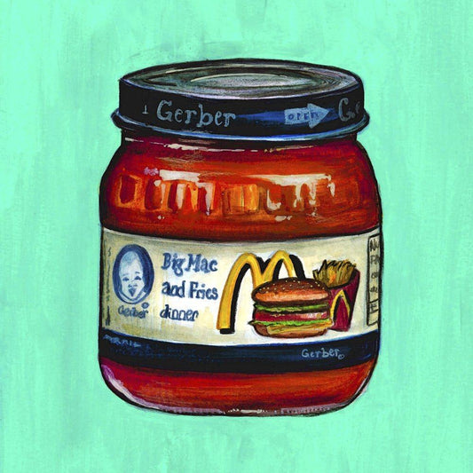 Gerber BigMac baby food jar illustration on acid-free cotton paper print