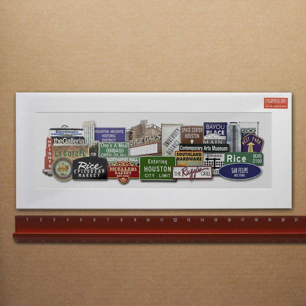 Houston Favorites Art Print by Betsy Crum featuring Houston landmark signs on cotton rag paper