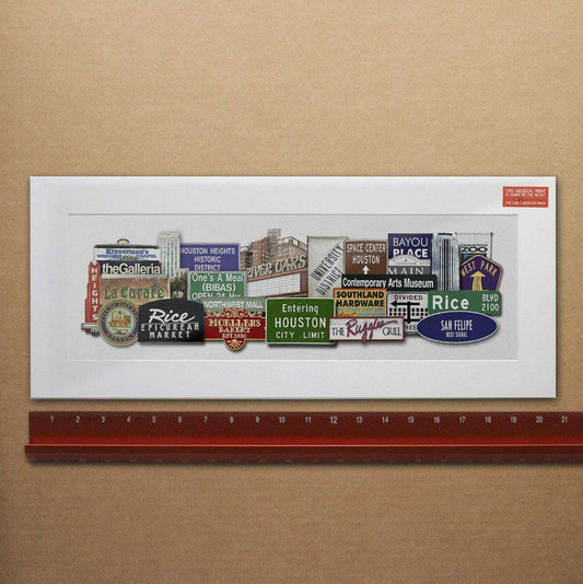Houston Favorites Art Print by Betsy Crum featuring Houston landmark signs on cotton rag paper