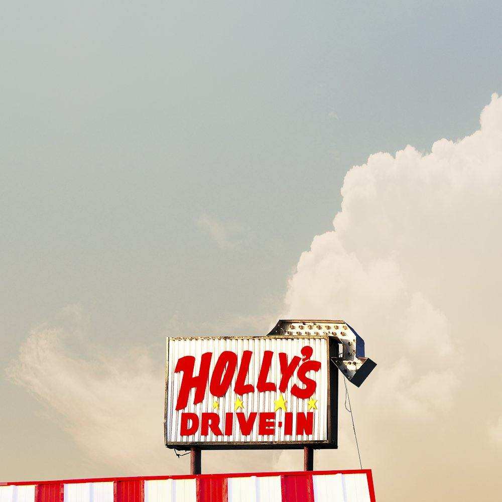 Hollys Drive In Post Texas vintage drive-in sign art print by Betsy Crum on cotton rag paper