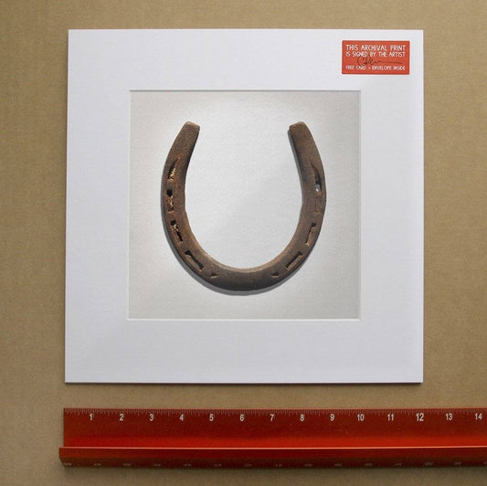 Horseshoe photograph museum print on acid-free cotton paper signed by artist with ruler for scale