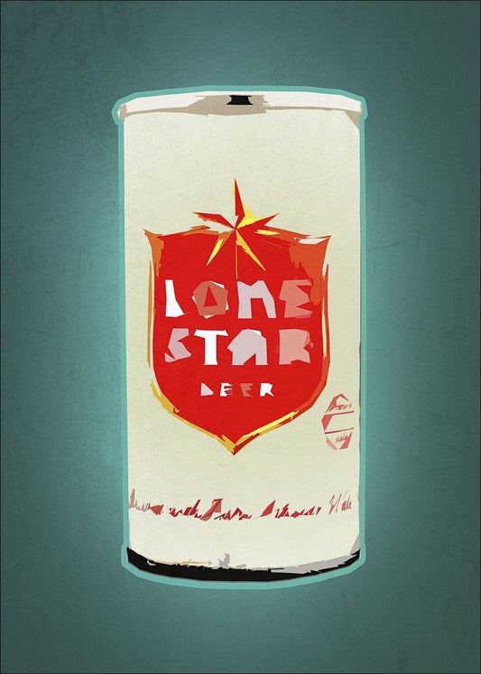 Vintage Lone Star Beer can art print on acid-free cotton paper with archival inks