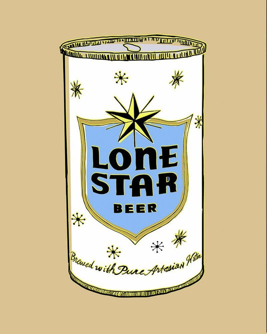 Vintage style Lone Star Beer can illustration museum print on acid-free cotton paper