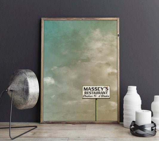 Massey's Restaurant Art Print by Betsy Crum on cotton rag paper with archival inks, framed wall art for home decor.
