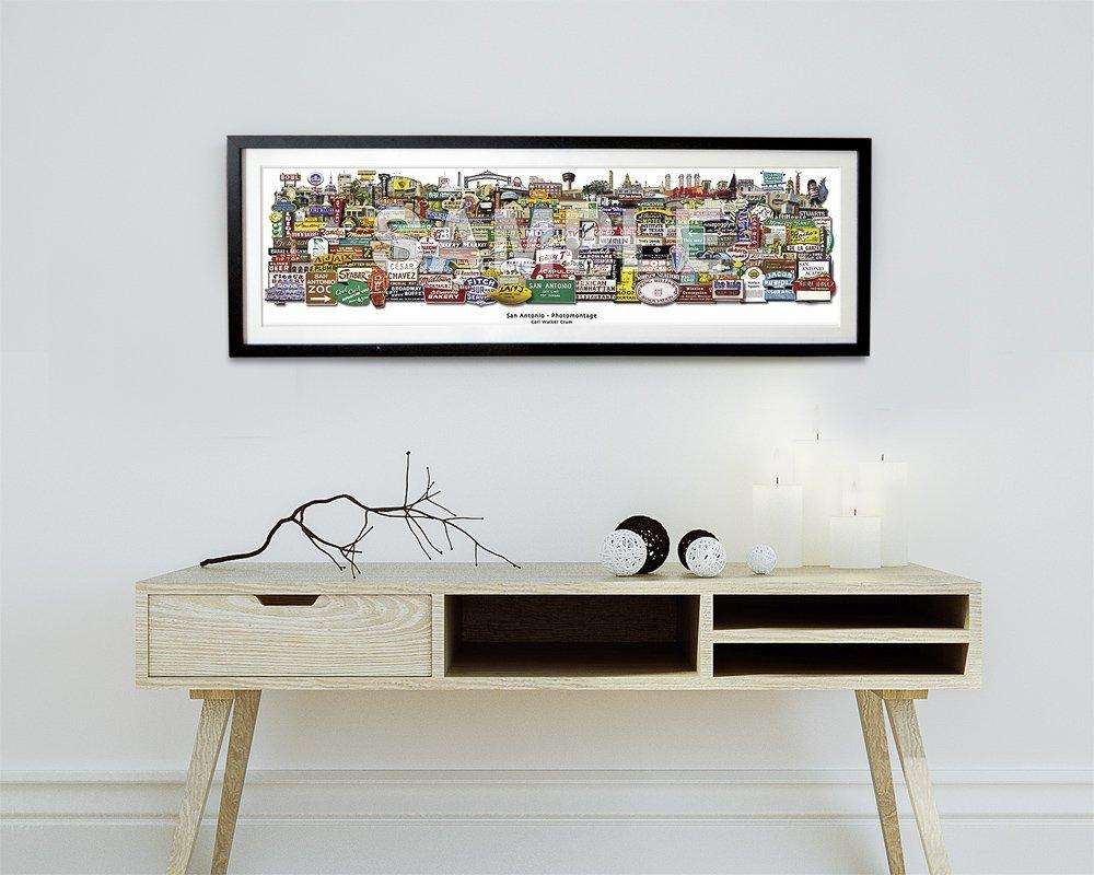 San Antonio Signs classic icons art print by Carl Crum in modern home setting