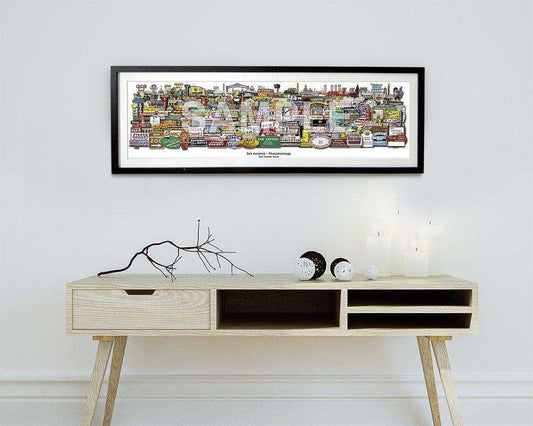 San Antonio Signs classic icons art print by Carl Crum in modern home setting