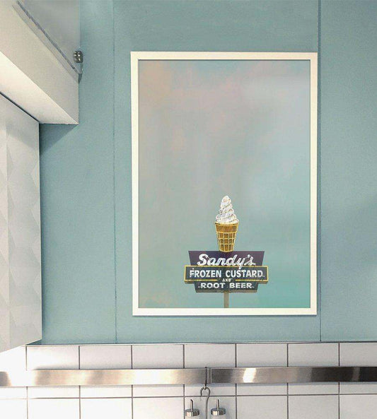 Sandys Ice Cream Austin Texas art print by Carl Crum featuring iconic frozen custard sign on cotton rag paper