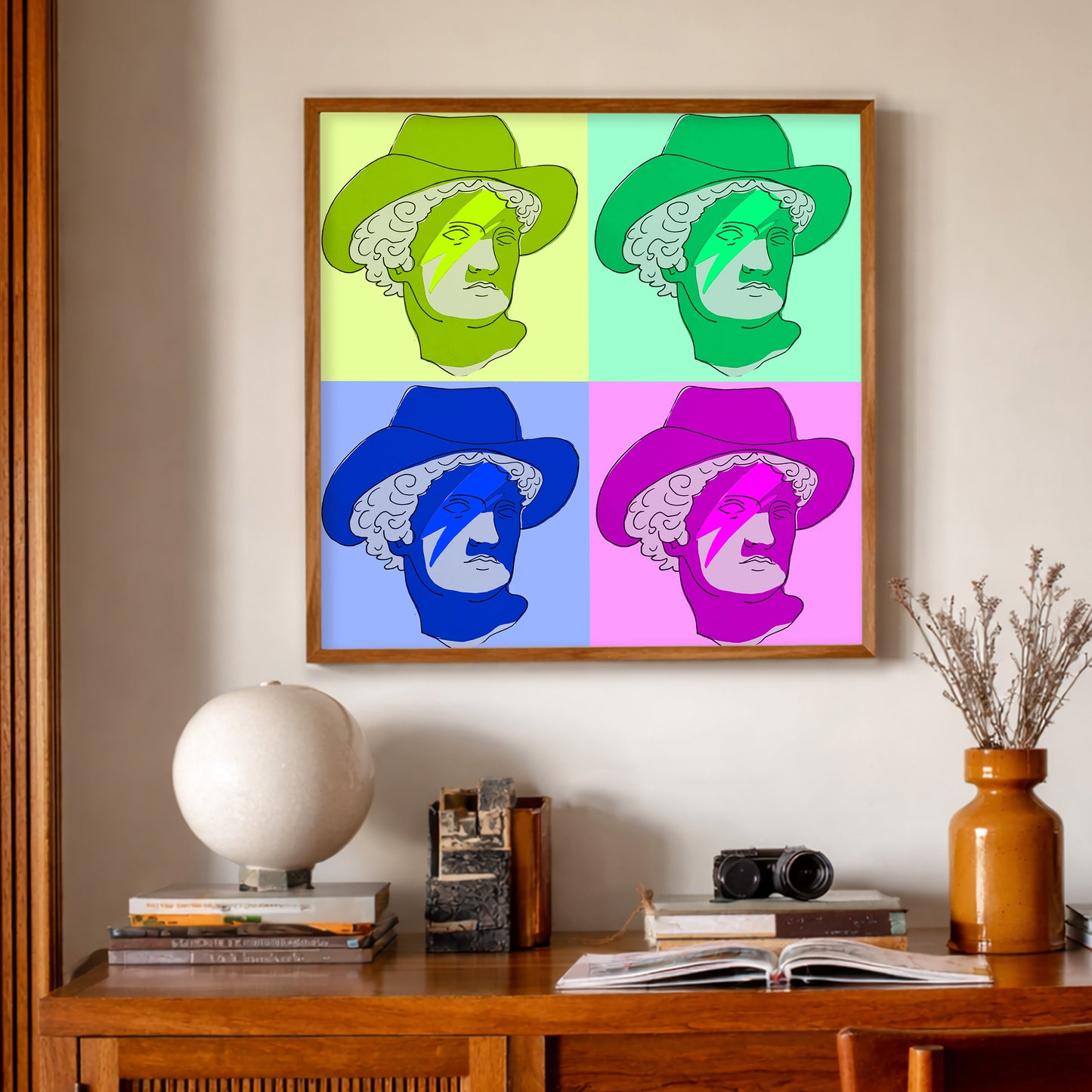 Crum Art Print in a Micentury style. Warhol Romanesque Greco Roman Art Print by Fort Worth Texas artist Caya Crum. This Texas Art Print is made in Texas.