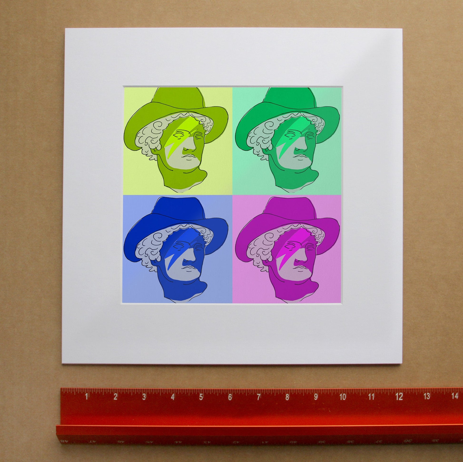 Warhol Romanesque Greco Roman Art Print | Caya Crum Art in matted square frame mockup