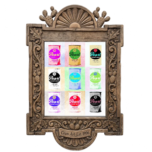 Nine Pearl Cans — bar art print by Betsy Crum in a carved wood frame