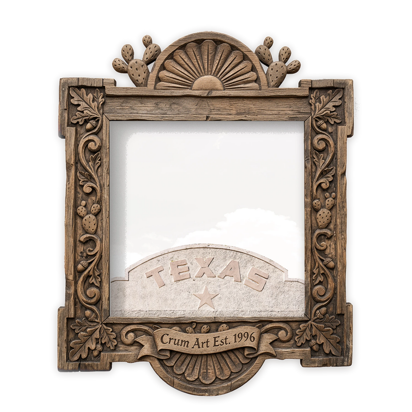 Marfa Art | Texas Sign Over the Adobe Wall | Betsy Crum — art print in a carved wood frame, Crum Art
