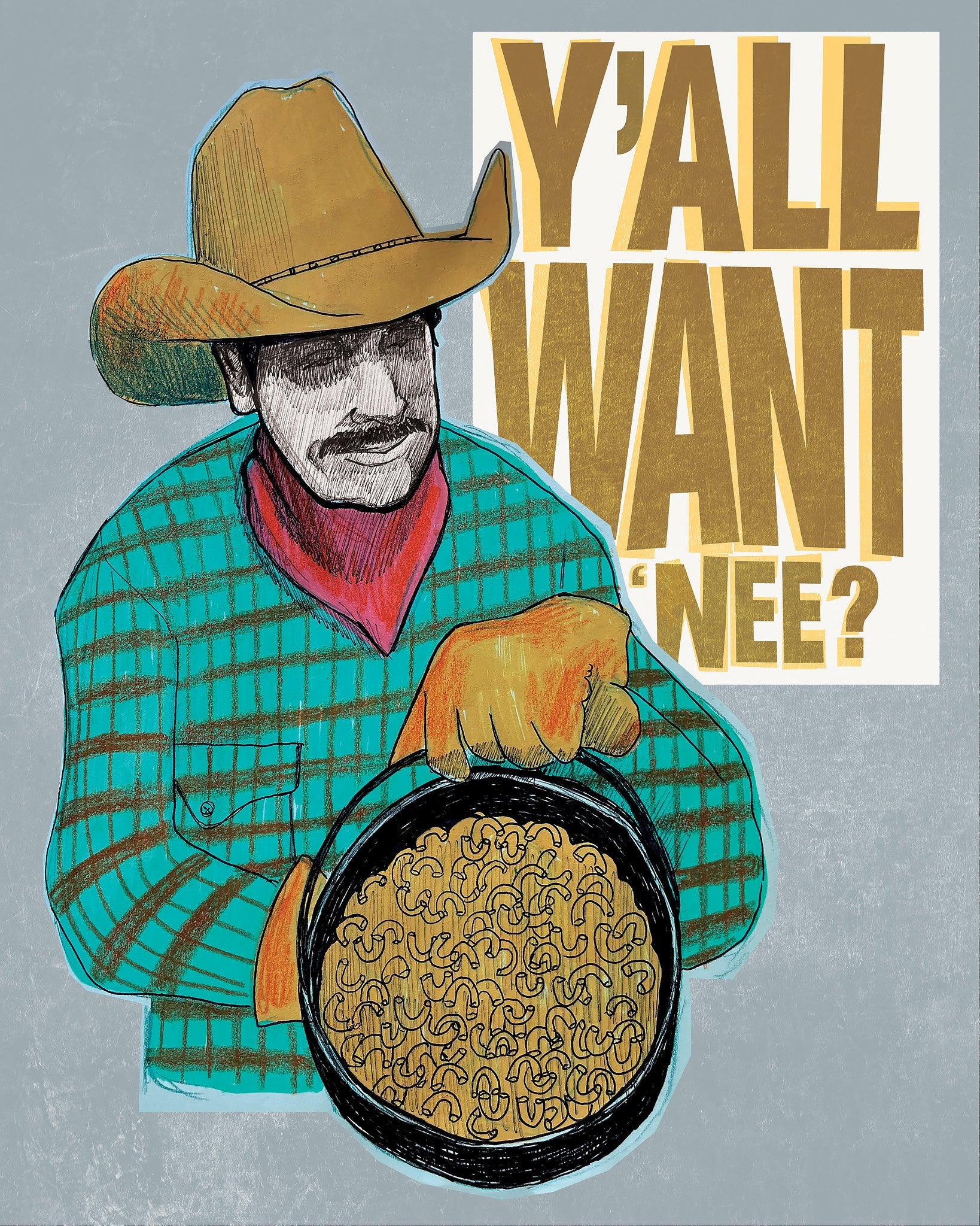 Western Art Prints — Cowboy Mac & Cheese Chuckwagon Pop Art | Caya Crum Art Crum Art