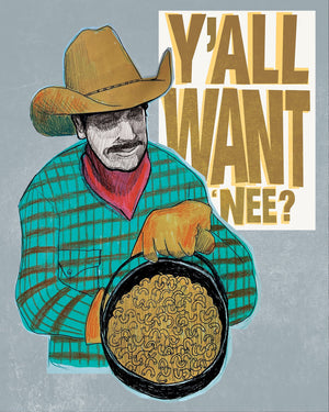 Western Art Prints — Cowboy Mac & Cheese Chuckwagon Pop Art | Caya Crum Art Crum Art