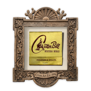 Cutter Bill Matchbook — western art print by Carl Crum in a square carved wood frame