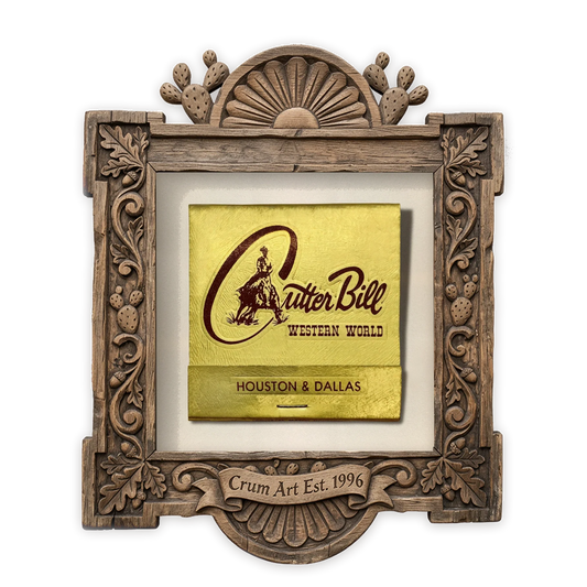 Cutter Bill Matchbook — western art print by Carl Crum in a square carved wood frame
