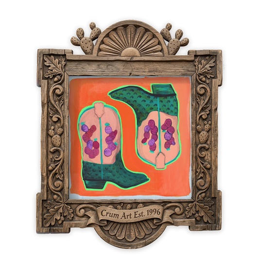 Prickly Pear Cowboy Boots Orange — one of the 3 prints in The Cowboy Boots Set | Crum Art