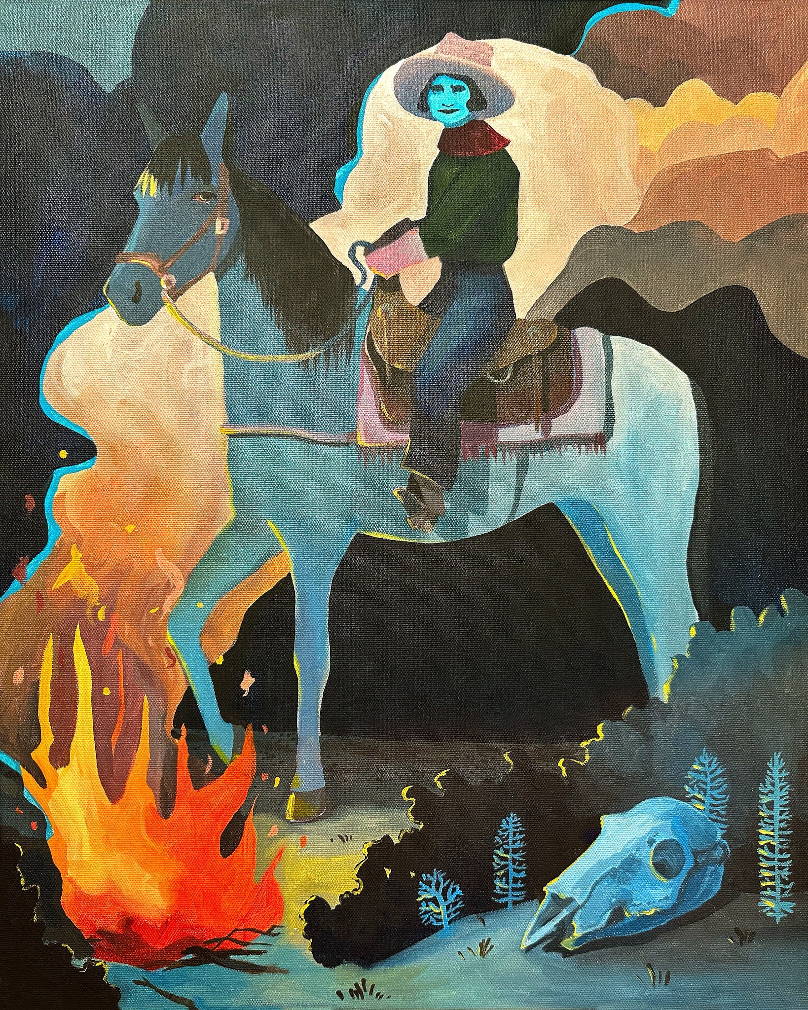 Western Wall Decor — Cowgirl Missy and Her Horse "Cutter Bill ie" Take A Night Ride | Caya Crum