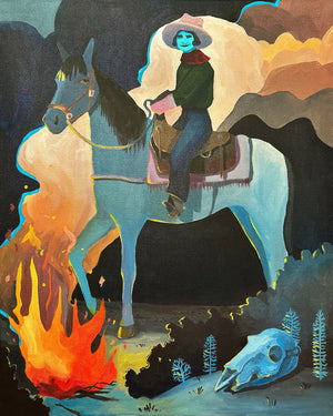 Western Wall Decor — Cowgirl Print - Missy and Her Horse Take A Night Ride | Caya Crum Art Crum Art