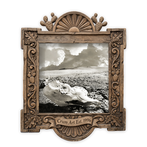 Western Art | Desert Skull Black & White | Betsy Crum — art print in a carved wood frame, Crum Art