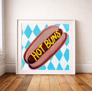 Hot Dog Art Print Hot Buns by Caya Crum