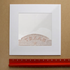 Marfa Texas sign art print by Betsy Crum shown matted in white