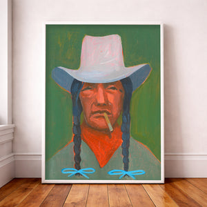 Tex smoking cowboy western art print by Caya Crum