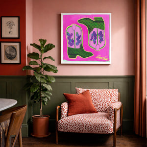 Cactus Art Print – Prickly Pear Cowboy Boots Pink Western Wall Art | Caya Crum