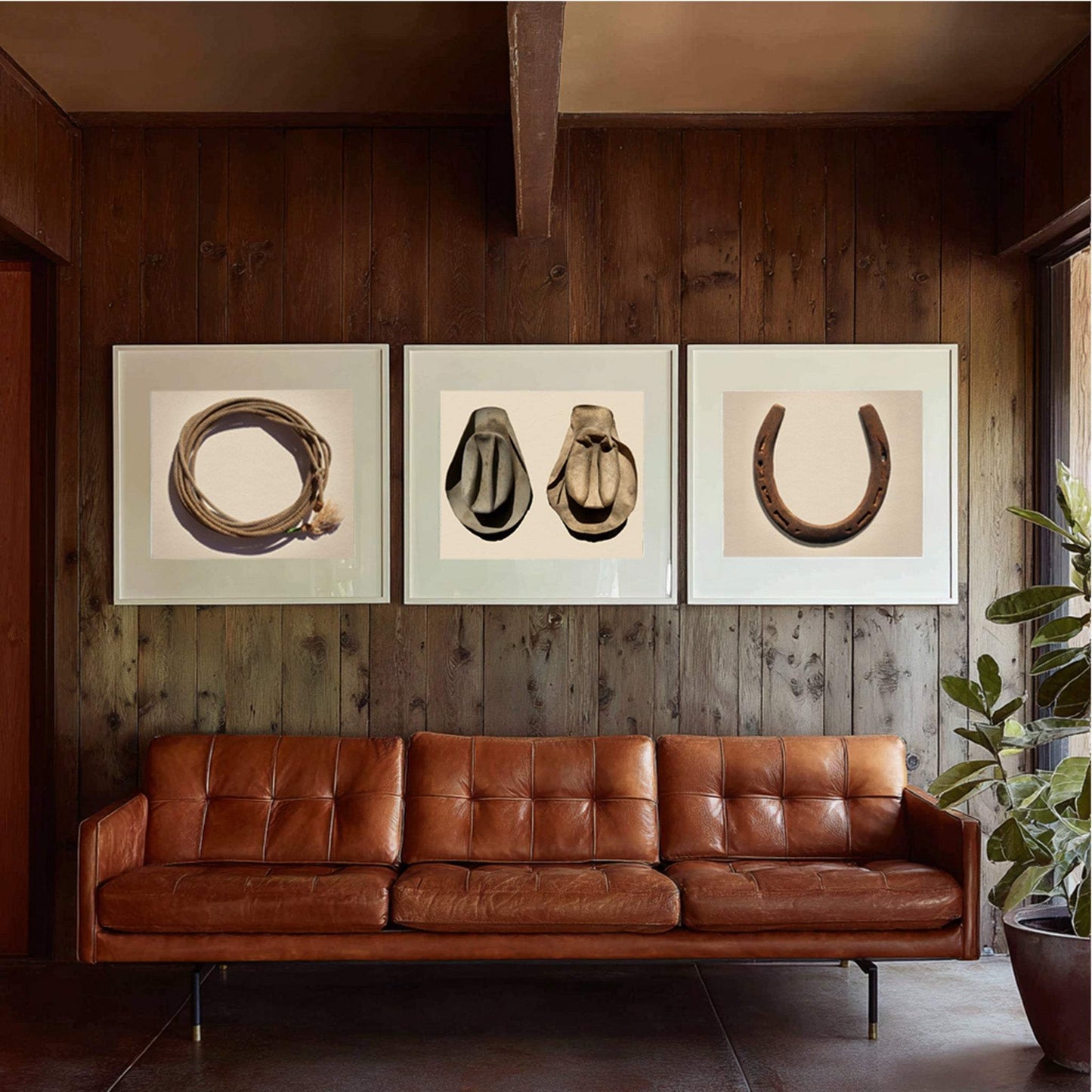Western Art Set of 3 - Flag, Horses & Roping Print | Crum Art | Texas Art | Western Art Set