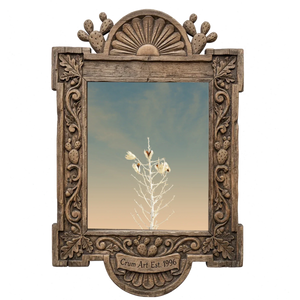 White Sands Yucca — desert art print by Betsy Crum in a carved wood frame