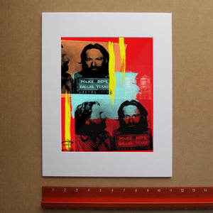 Matted Willie Nelson Mugshot art print with white mat — Crum Art