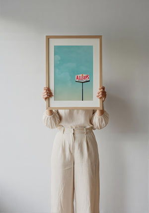 Allsup's Under a Big Sky Texas Art print by Betsy Crum — framed with velvet mat