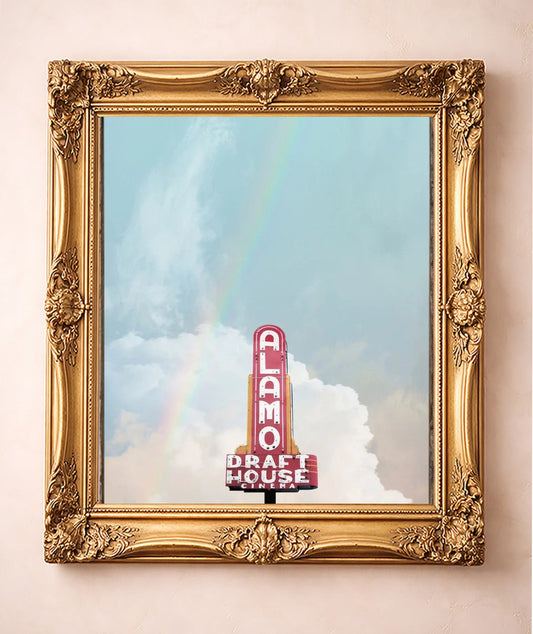 Alamo Drafthouse Print — art print by Betsy Crum in a gold frame