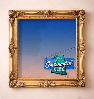 Continental Club Print Square — art print by Betsy Crum in a gold frame