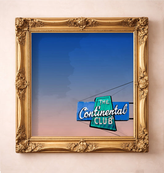 Continental Club Print Square — art print by Betsy Crum in a gold frame