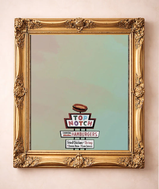 Top Notch Hamburgers Sign — art print by Betsy Crum in a gold frame