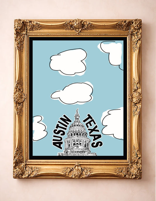 Capitol Dome Clouds Print — art print by Betsy Crum in a gold frame