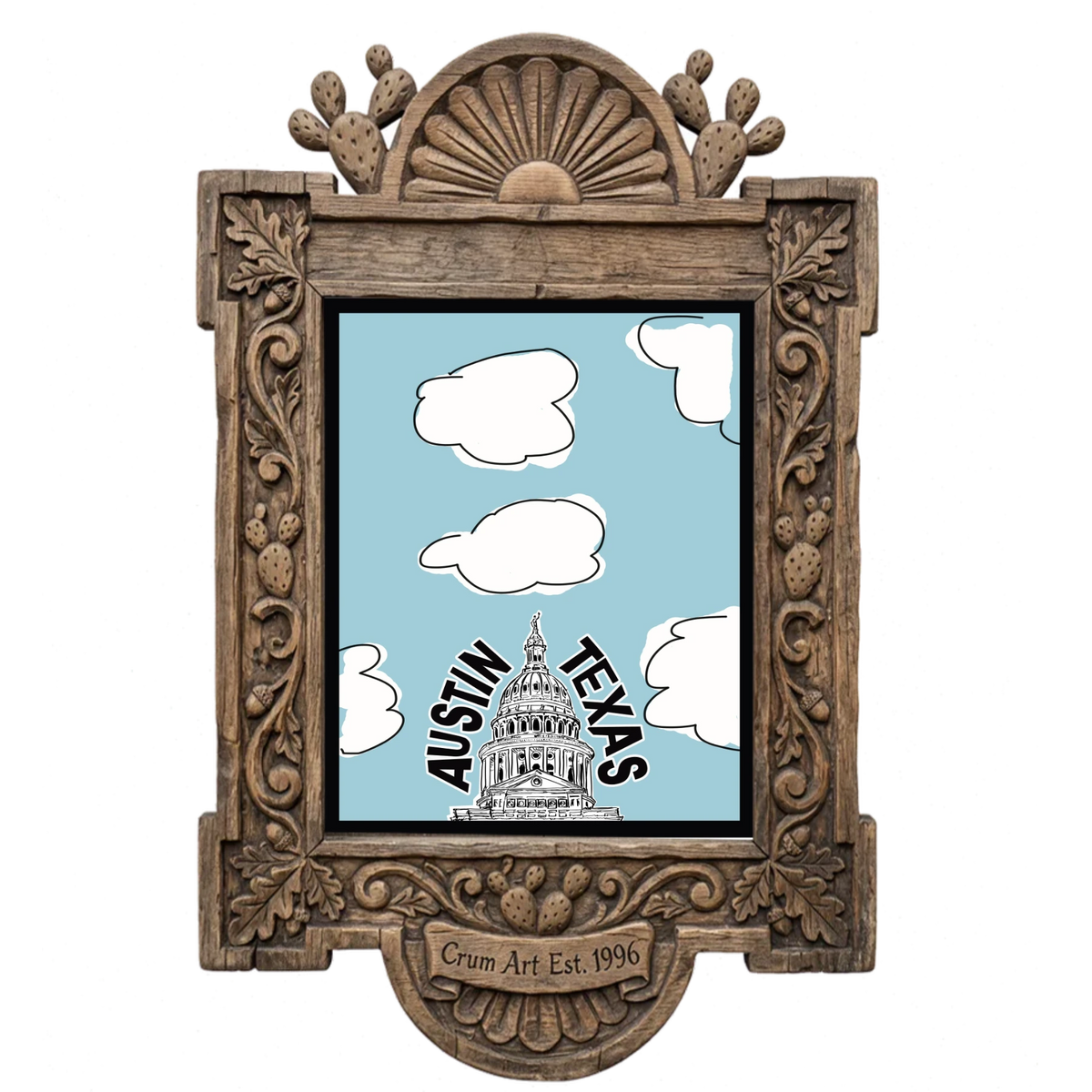 Capitol Dome Clouds Print — art print by Betsy Crum in a carved wood frame