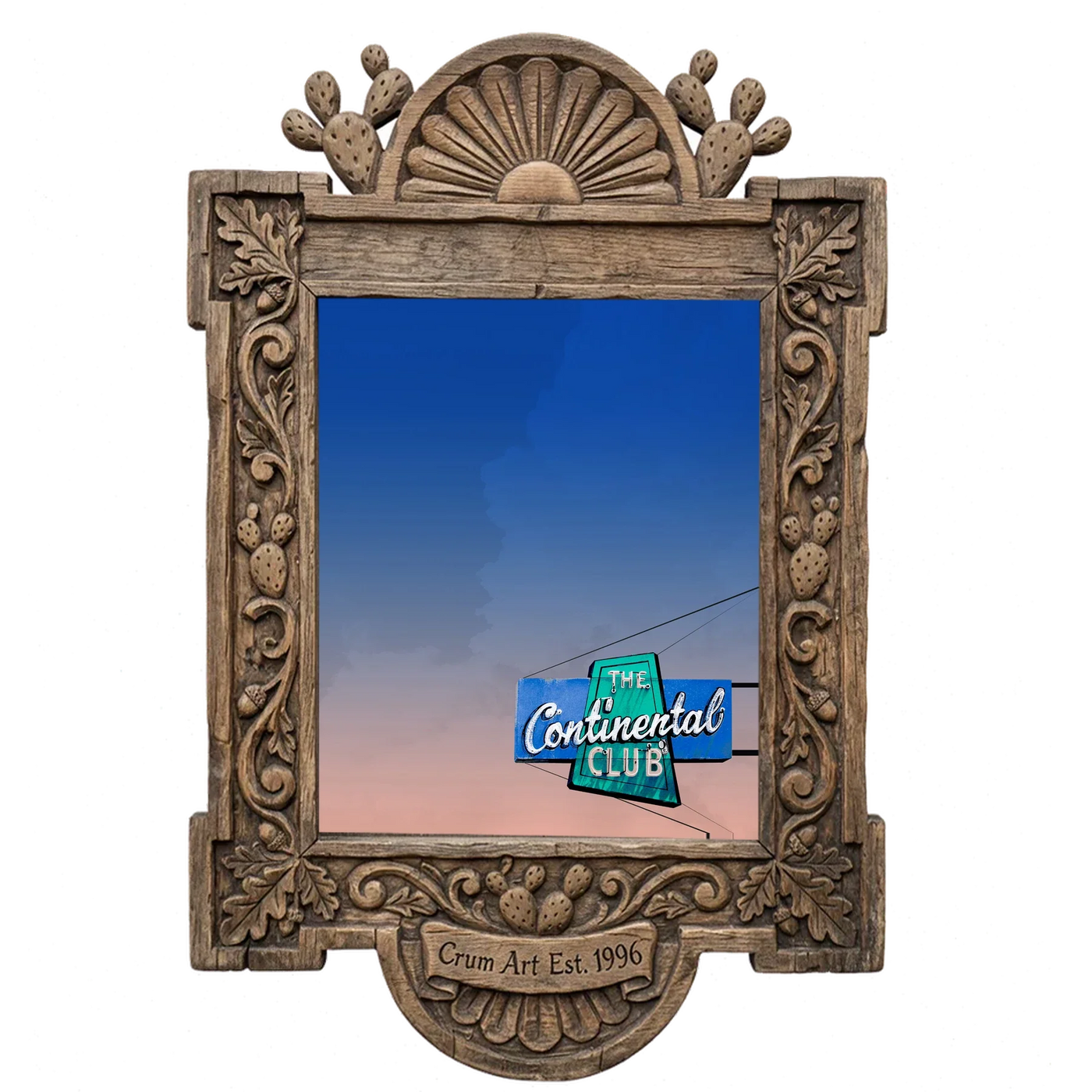 Continental Club — Austin art print by Betsy Crum in a carved wood frame