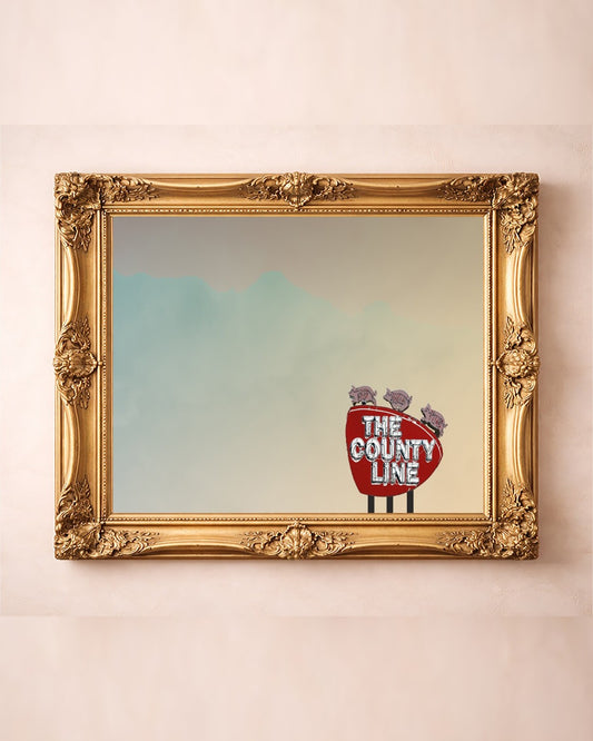 County Line BBQ Print — art print by Betsy Crum in a gold frame