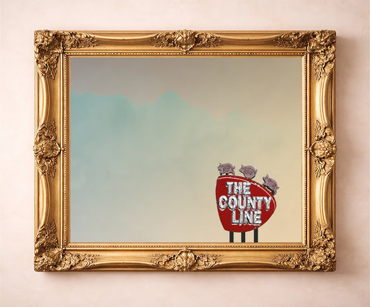 County Line BBQ Print — art print by Betsy Crum in a gold frame