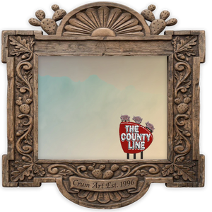 County Line BBQ Print — art print by Betsy Crum in a carved wood frame