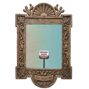 Holiday House — Austin art print by Betsy Crum in a carved wood frame