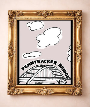 Pennybacker 360 Bridge Print — art print by Betsy Crum in a gold frame