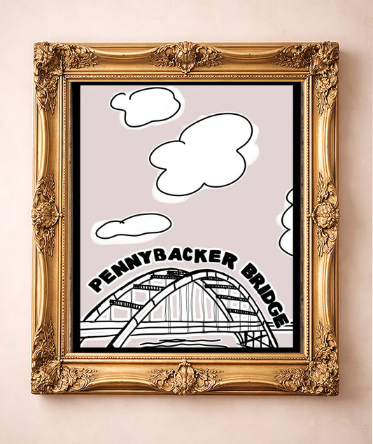 Pennybacker 360 Bridge Print — art print by Betsy Crum in a gold frame