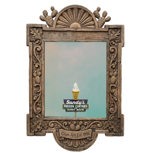 Sandy's Frozen Custard — kitchen wall art print by Betsy Crum in a carved wood frame