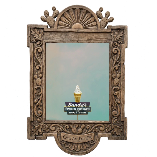 Sandy's Frozen Custard — kitchen wall art print by Betsy Crum in a carved wood frame