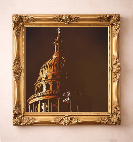 Texas State Capitol Print — art print by Betsy Crum in a gold frame